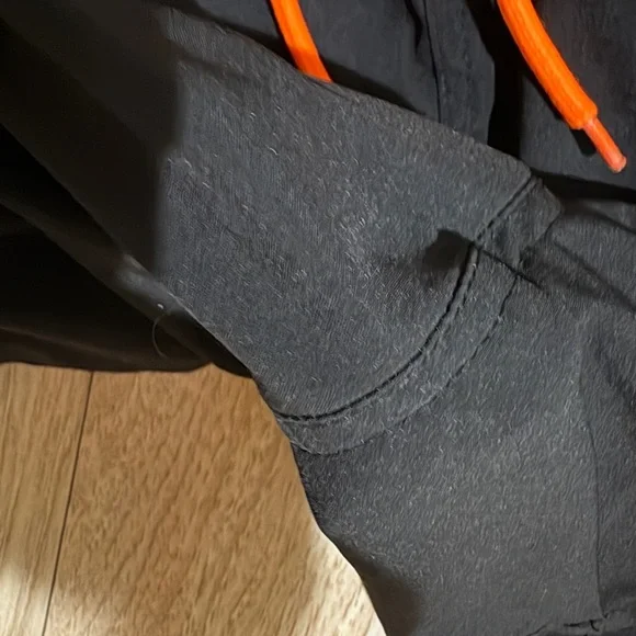 Men's Black Athletic Shorts with Orange Drawstring - Picture 5 of 6